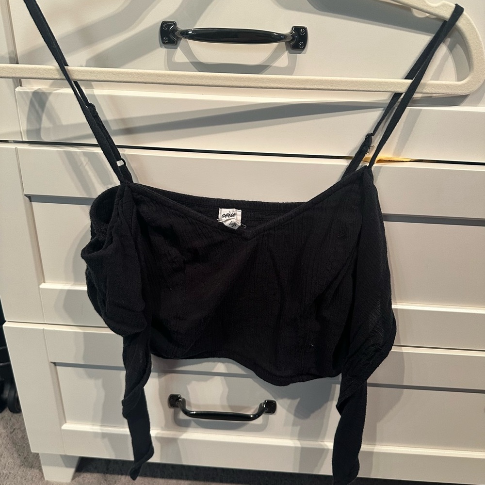 Aerie Black Strappy Top w Tie-Back